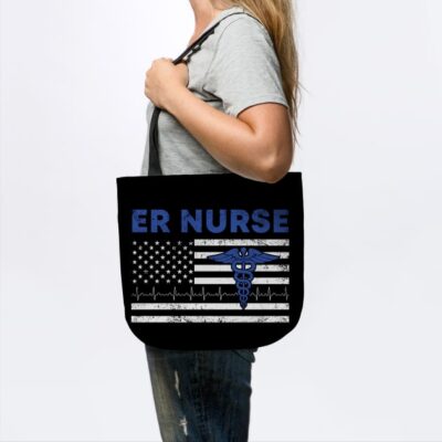 Emergency Room With American Flag Vintage Er Nurse Tote Official Nurse Merch