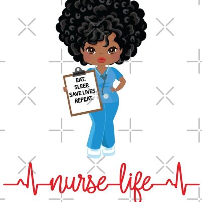 Eat. Sleep. Save Lives. Repeat. African American Woman Nurse Life Tote Bag Official Nurse Merch