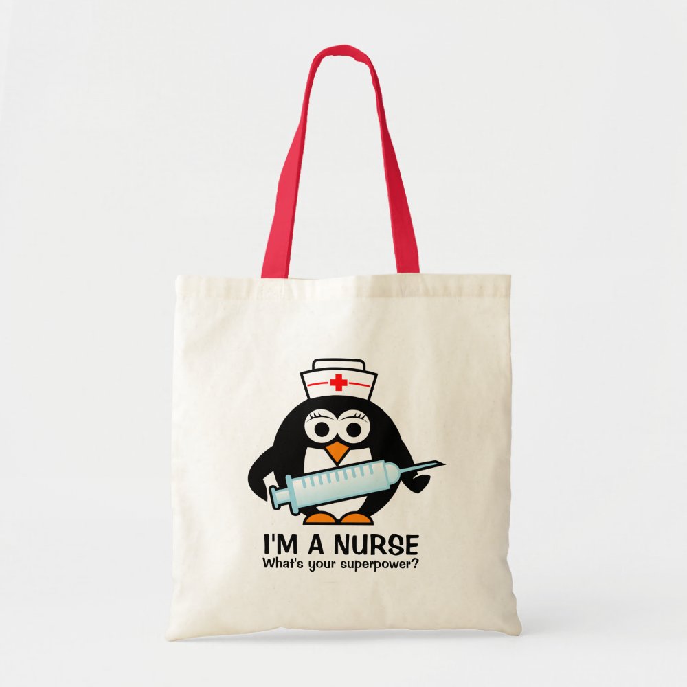 funny nursing tote bag with cute penguin nurse r7b9538acd88545b09fdc1987c5aac7cd v9wto 8byvr 1000 - Nurse Gift For You