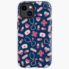 Pink And Blue Nurse Pattern Iphone Case Official Nurse Merch