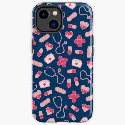 Pink And Blue Nurse Pattern Iphone Case Official Nurse Merch