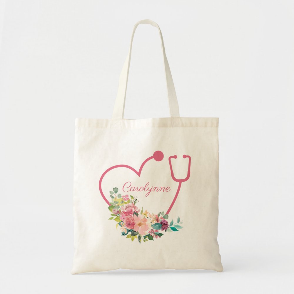 pink floral stethoscope heart medical nurse doctor tote bag r7bca6e63328945d5814715f46d510965 v9w6h 8byvr 1000 - Nurse Gift For You