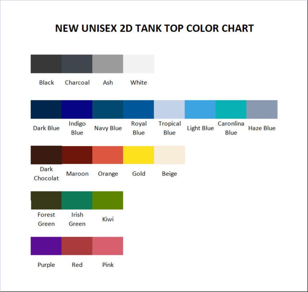 tank top color chart 1 - Nurse Gift For You