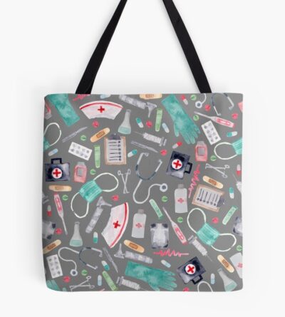 Medical Pattern | Doctor | Nurse | Watercolor | Grey Texture Tote Bag Official Nurse Merch