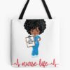 Eat. Sleep. Save Lives. Repeat. African American Woman Nurse Life Tote Bag Official Nurse Merch