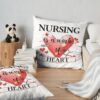 Nursing Is A Work Of Heart Throw Pillow Official Nurse Merch