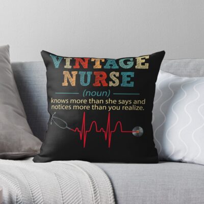 Vintage Nurse Definition Throw Pillow Official Nurse Merch