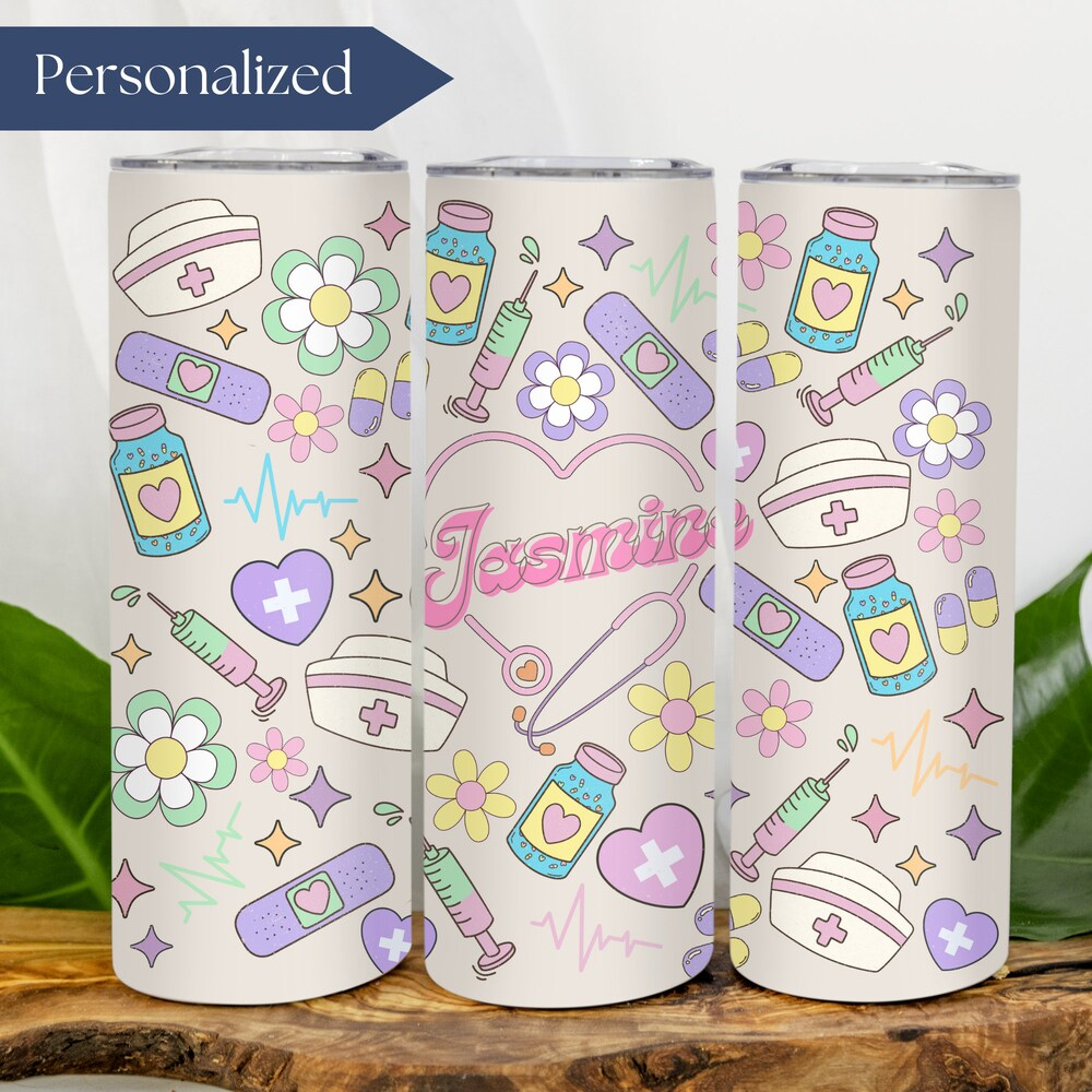 Personalized Nurse Tumbler With Name Retro Nurse Tumbler