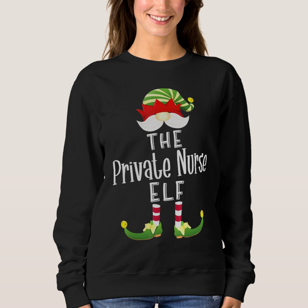 Private Nurse Elf Group Christmas Pajama Party Sweatshirt